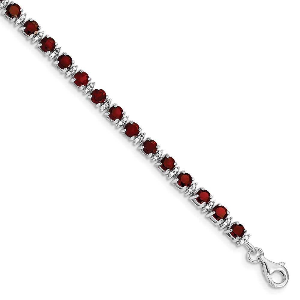 Kazi Luxury Sterling Silver Rhodium-plated Garnet and Diamond Bracelet